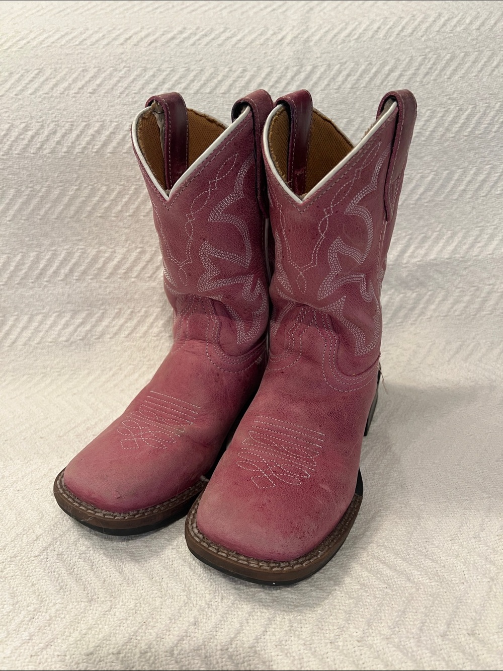 Roper Kids Pink Western Pull-On Boots with Stitch Detail